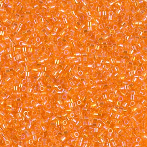 15/0 Delica Seed Beads - Transparent Tangerine AB