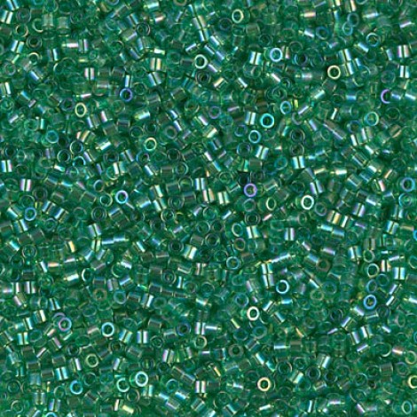 15/0 Delica Seed Beads - Transparent Green AB - 7gm 15/0 Delica Seed Beads - Transparent Green AB - 7gm