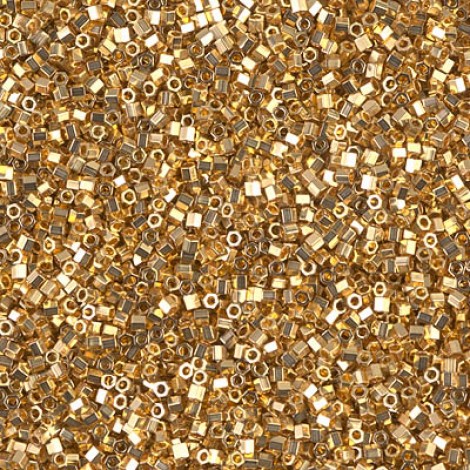 15/0 Delica Hex Cut Seed Beads - 24Kt Gold Plated - 7gm 15/0 Delica Hex Cut Seed Beads - 24Kt Gold Plated - 7gm