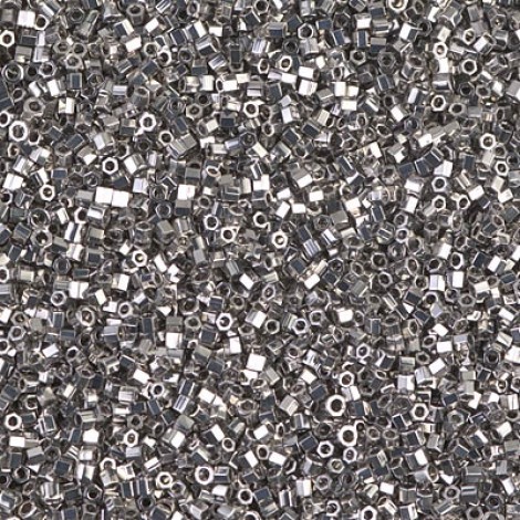 15/0 Delica Hex Cut Seed Beads - Palladium Plated - 7gm