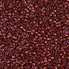 15/0 Delica Hex Cut Seed Beads - Transparent Red Metallic Luster - 7gm