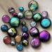 Assorted Black/Coloured Dichroic Small Round Cabochons - 15gm (20-25pc)