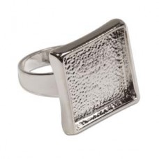 20mm Square Silver Plated Bezel Ring