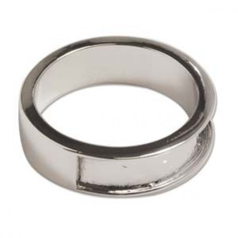 Size 6 Silver Plated Ring w/Channel for Epoxy or Clay