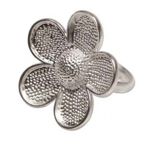 30mm Silver Plated Flower Bezel Ring for Clay/Epoxy
