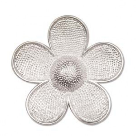 50mm Silver Plated Flower Bezel Brooch for Epoxy/Clay