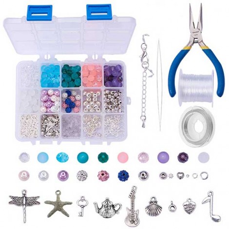 DIY Glass Bead Jewellery Making Kit - Includes Beads, Findings, Tools DIY Glass Bead Jewellery Making Kit - Includes Beads, Findings, Tools