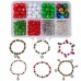 DIY Christmas Theme  Bracelet Making Kit - Includes glass beads, bells, spacers, cord in box