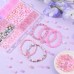 DIY Glass Bead Jewellery Making Kit - Pink & Lilac Colour Mix with 480 beads, & 2 x cord spools in box