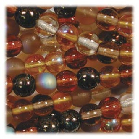 Czech 6mm Round Beads - Wheatberry Mix