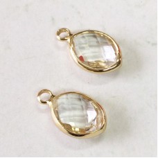 16.7x9.7x4.8mm Gold Marquise Faceted Crystal Oval Charms