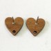 12.4x12.3x2.8mm Heart Mahogany Wood Earring Posts w-Stainless Steel Post - Per Pair