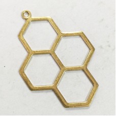 41.7x25x.93mm Raw Brass Honeycomb Shaped Pendants