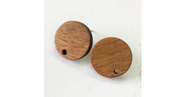Round Walnut Posts 15x2.9mm Round Walnut Wood Earring Posts w-Stainless Steel Post - Per ...