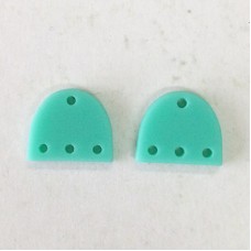 14.6x12.2x2.2mm Semi-Circle Acrylic Mini Earring Connectors with 4 holes - Matte Aquamarine