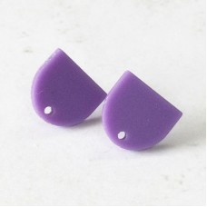 13x12.7mm Mini Acrylic Semi-Circle Earring Studs with 1mm hole - Matte Purple