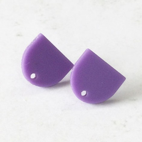13x12.7mm Mini Acrylic Semi-Circle Earring Studs with 1mm hole - Matte Purple