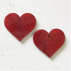 34x30x2.8mm Ruby Red Acrylic Heart Pendants - Per Pair