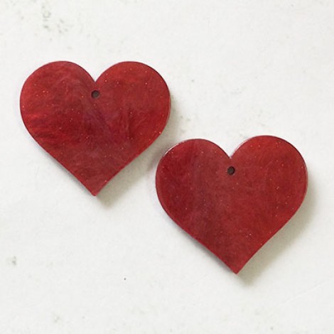 34x30x2.8mm Ruby Red Acrylic Heart Pendants