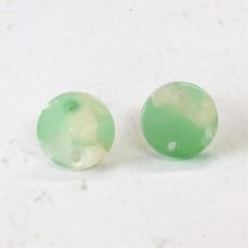 12mm Mini Round Acetate Earring Studs with 1mm hole - Pale Green