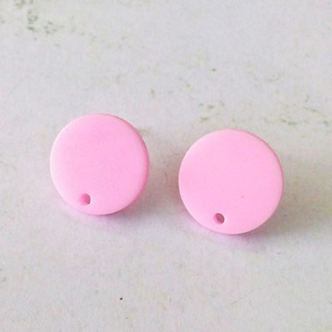 14.6mm Mini Round Acrylic Earring Studs with 1mm hole - Matte Bubblegum Pink