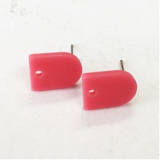 13x9.5mm Mini Acrylic D-Shape Earring Studs with 1mm hole - Matte Pink - Per Pair