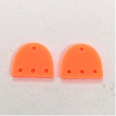 14.6x12.2x2.2mm Semi-Circle Acrylic Mini Earring Connectors with 4 holes - Matte Fluoro Orange