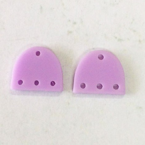 14.6x12.2x2.2mm Semi-Circle Acrylic Mini Earring Connectors with 4 holes - Matte Lavender