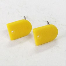 13x9.5mm Mini Acrylic D-Shape Earring Studs with 1mm hole - Matte Yellow - Per pair