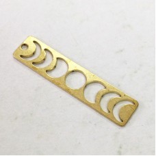30x7x0.6mm Raw Brass Moon Phase Pendant/Charms with 1 Hole - Pack of 2