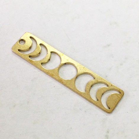 30x7x0.6mm Raw Brass Moon Phase Pendant/Charm with 1 Hole