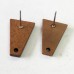 18x12x2.6mm Trapezoid Mahogany Wood Earring Posts w-Stainless Steel Post - Per Pair