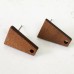 18x12x2.6mm Trapezoid Mahogany Wood Earring Posts w-Stainless Steel Post - Per Pair