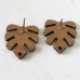 20x18x2.74mm Monstera Leaf Mahogany Wood Earring Posts w-Stainless Steel Post - Per Pair 20x18x2.74mm Monstera Leaf Mahogany Wood Earring Posts w-Stainless Steel Post - Per Pair