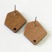 20x18x2.6mm Hexagon Mahogany Wood Earring Posts w-Stainless Steel Post 