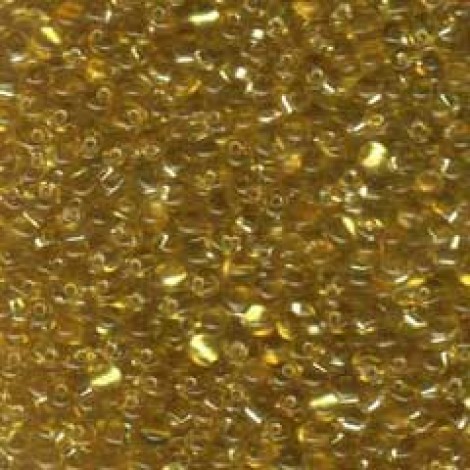 3.4mm Miyuki Drop Seed Beads - Transp Silver Lined Gold - 12.5gm