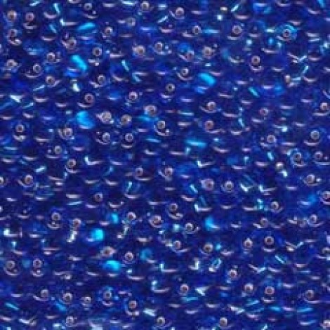 3.4mm Miyuki Drop Seed Beads - Transp Silver Lined Sapphire