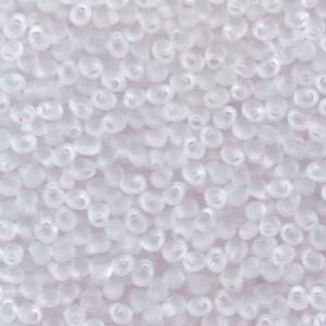 3.4mm Miyuki Drop Seed Beads - Matte Transparent Crystal - 25gm
