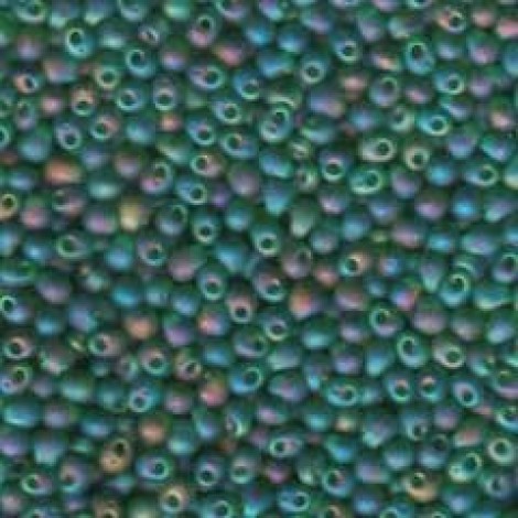 3.4mm Miyuki Drop Seed Beads - Matte Transp Green AB