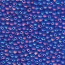 3.4mm Miyuki Drop Seed Beads - Matte Transp Blue AB - 12.5gm