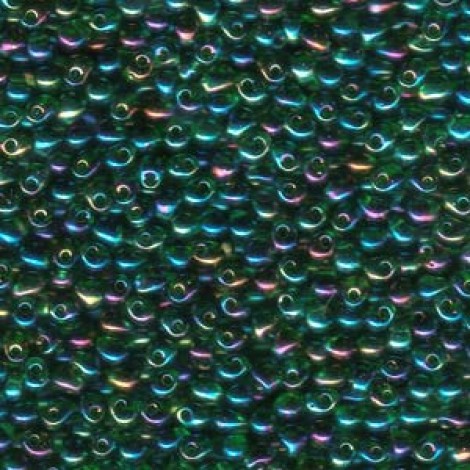 4mm Miyuki Magatama Drop Seed Beads - Transparent Green AB - 250gm Bulk Pack