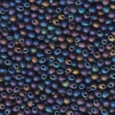 3mm Miyuki Drop Beads - Matte Black AB - 10gm