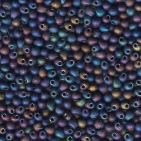 3mm Miyuki Drop Beads - Matte Black AB - 10gm
