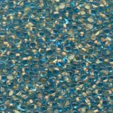 3.4mm Miyuki Drop Seed Beads - Peach Lined Teal Blue - 12.5gm