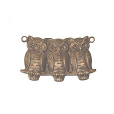 22x11.5mm Vintaj Natural Brass Perched Owls - Pack of 2