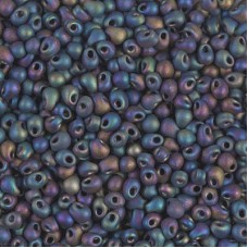 2.8mm Miyuki Drop Beads - Matte Black AB - 12.5gm