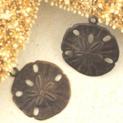 18x16mm Vintaj Natural Brass Sand Dollar Charm