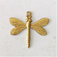 22x20mm Medium Dragonfly Raw Pressed Brass Charms - Pack of 4