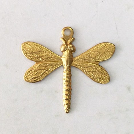 22x20mm Medium Dragonfly Raw Pressed Brass Charms - Pack of 4
