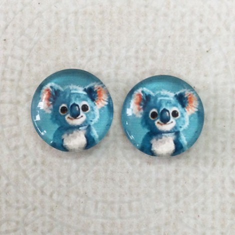12mm Art Glass Backed Cabochons  - Dropbears - Per Pair